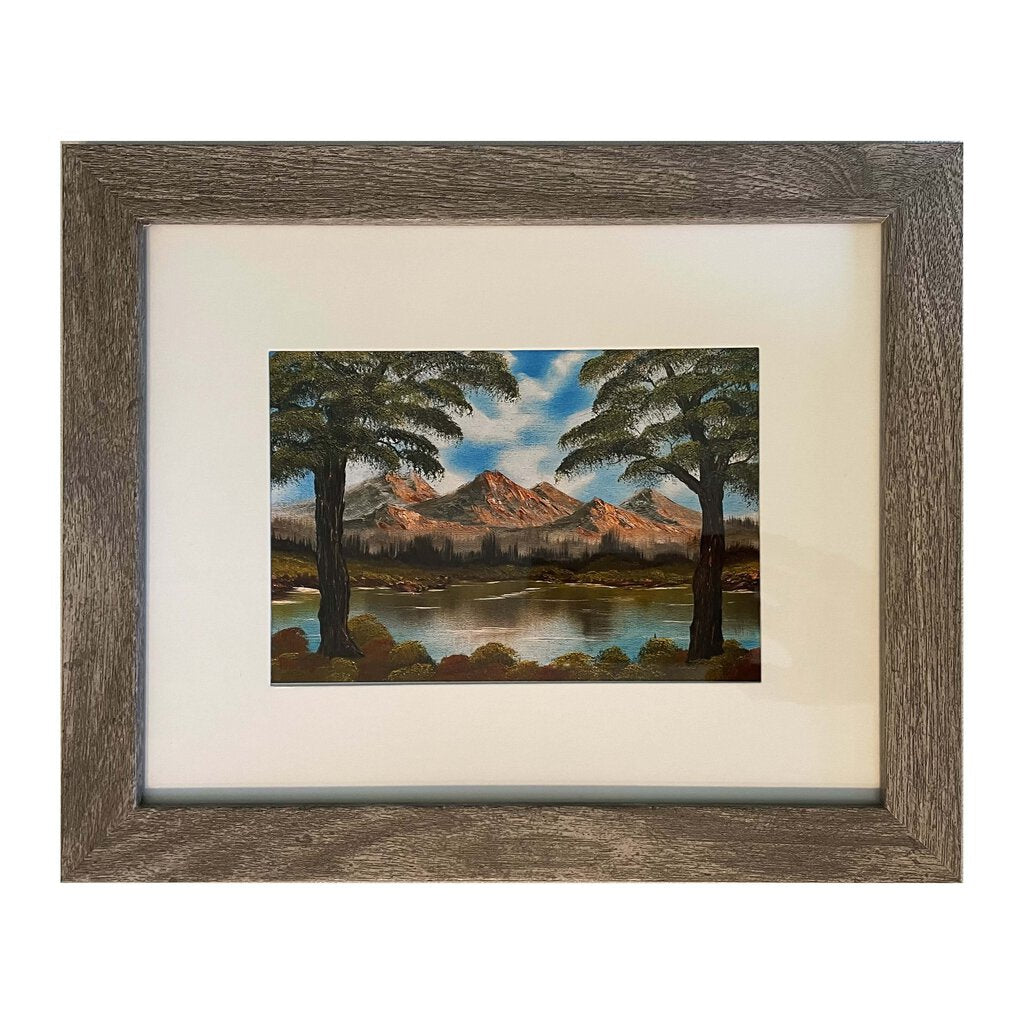 #139-1 Brown Mountains framed print 8"x10" gray frame / 5"x7" print