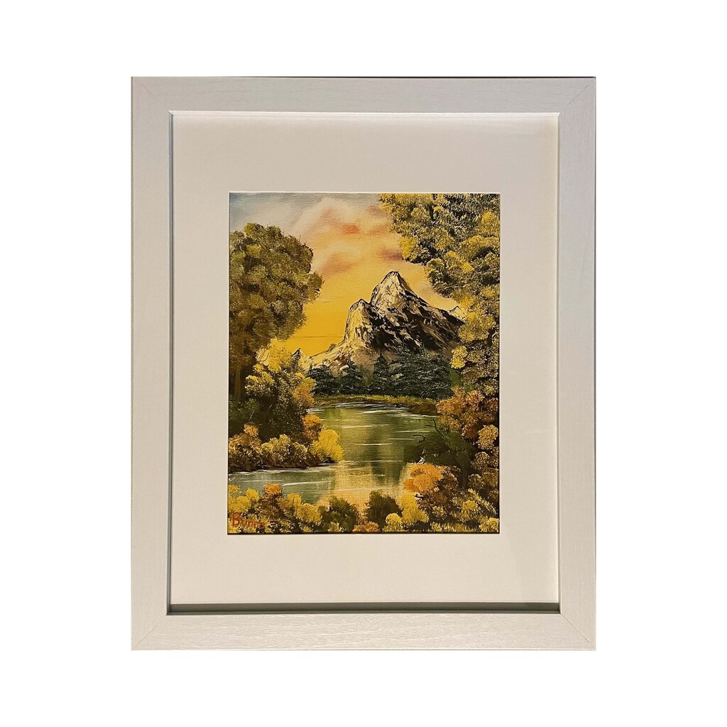 #32-1 Mountain Sunrise framed print 11"x14" white frame / 8"x10" print
