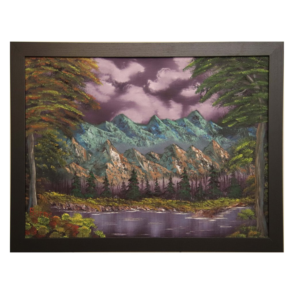 #149 GREEN MOUNTAINS original oil on canvas 18"x24" with a black frame