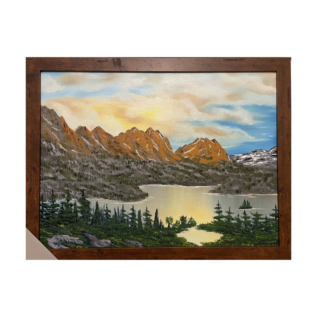 #166 Lasting Impression original oil on canvas 18"x24" with a brown frame