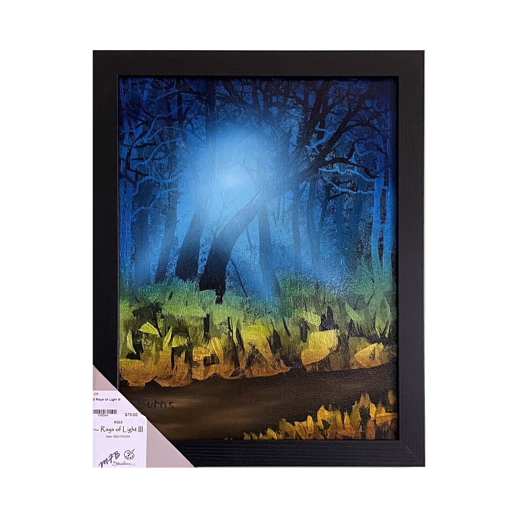 #163 Rays of Light III original oil on canvas 11"x14" with a black frame