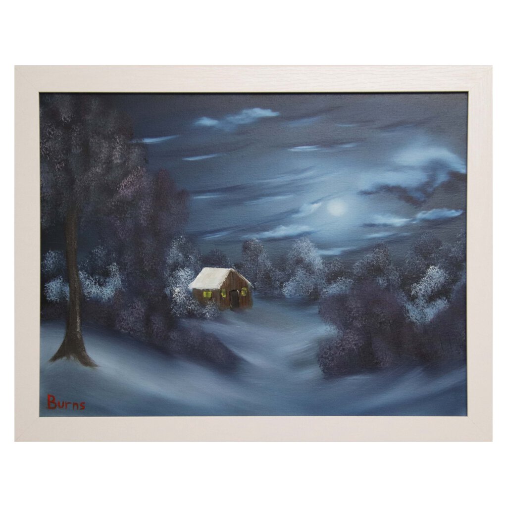 #76 Evenings Peace original oil on canvas 18"x24" with a white frame