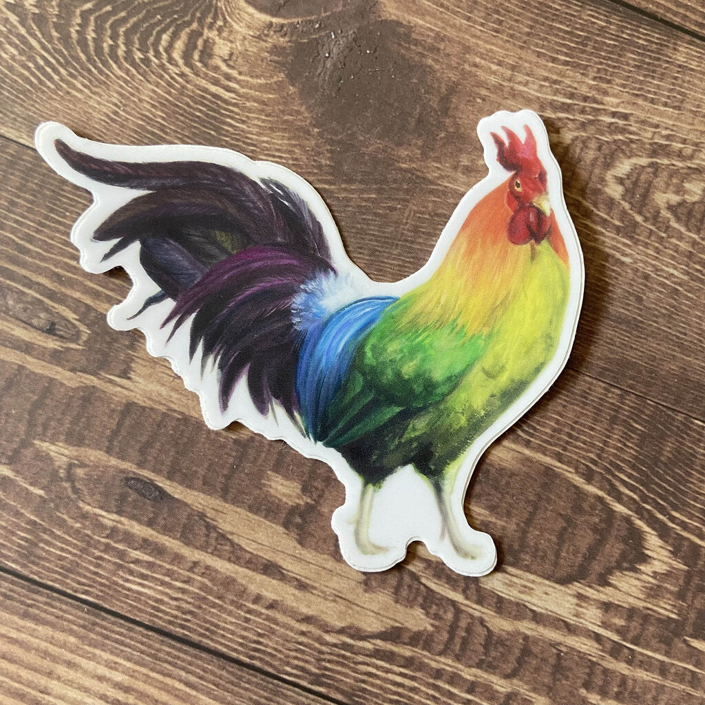 Rainbow Rooster Vinyl Sticker