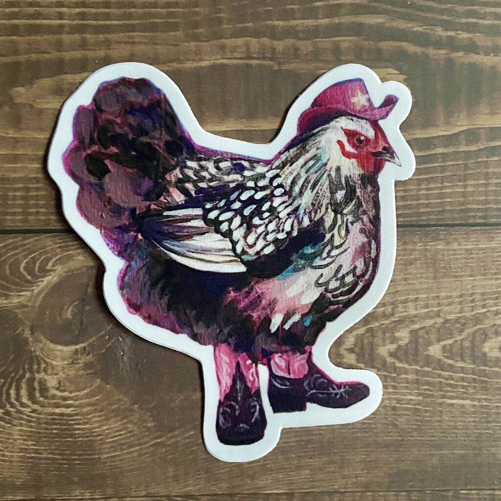 Yeehaw! - Cowgirl Chicken Vinyl Sticker