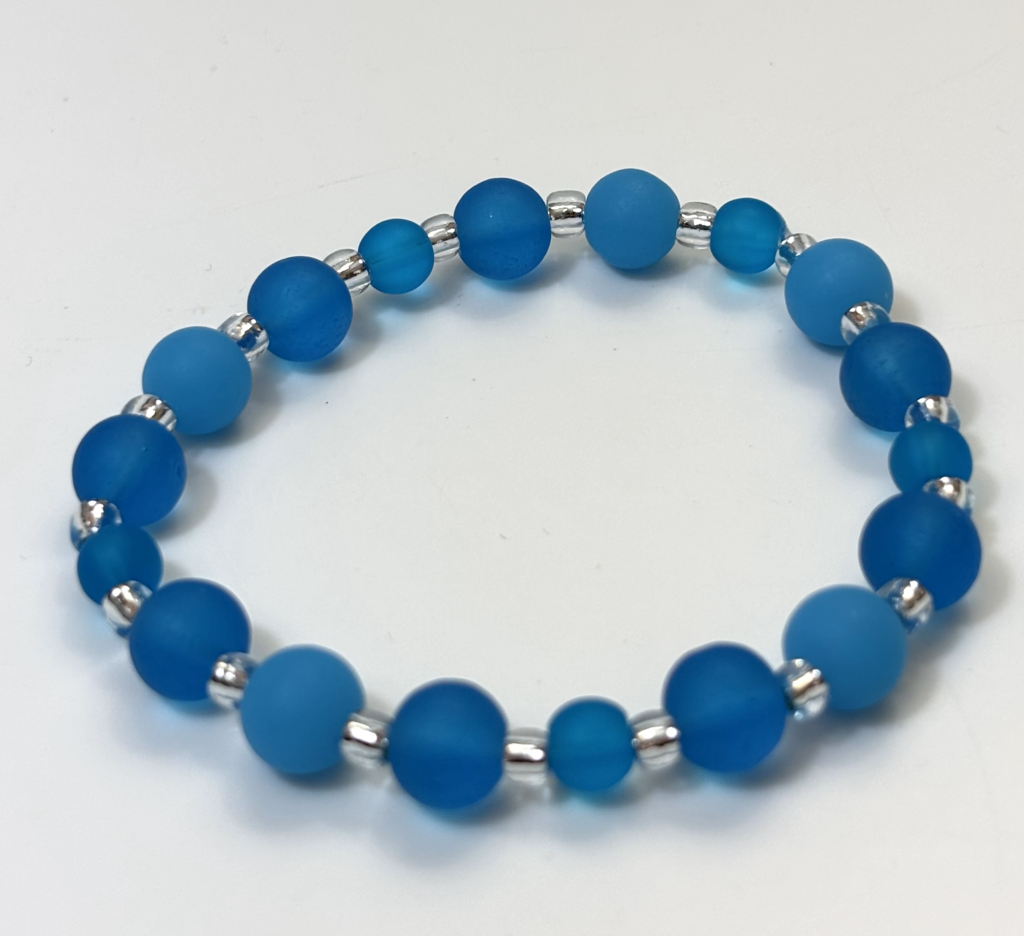 Tumbled Sea Glass Bracelet - capri