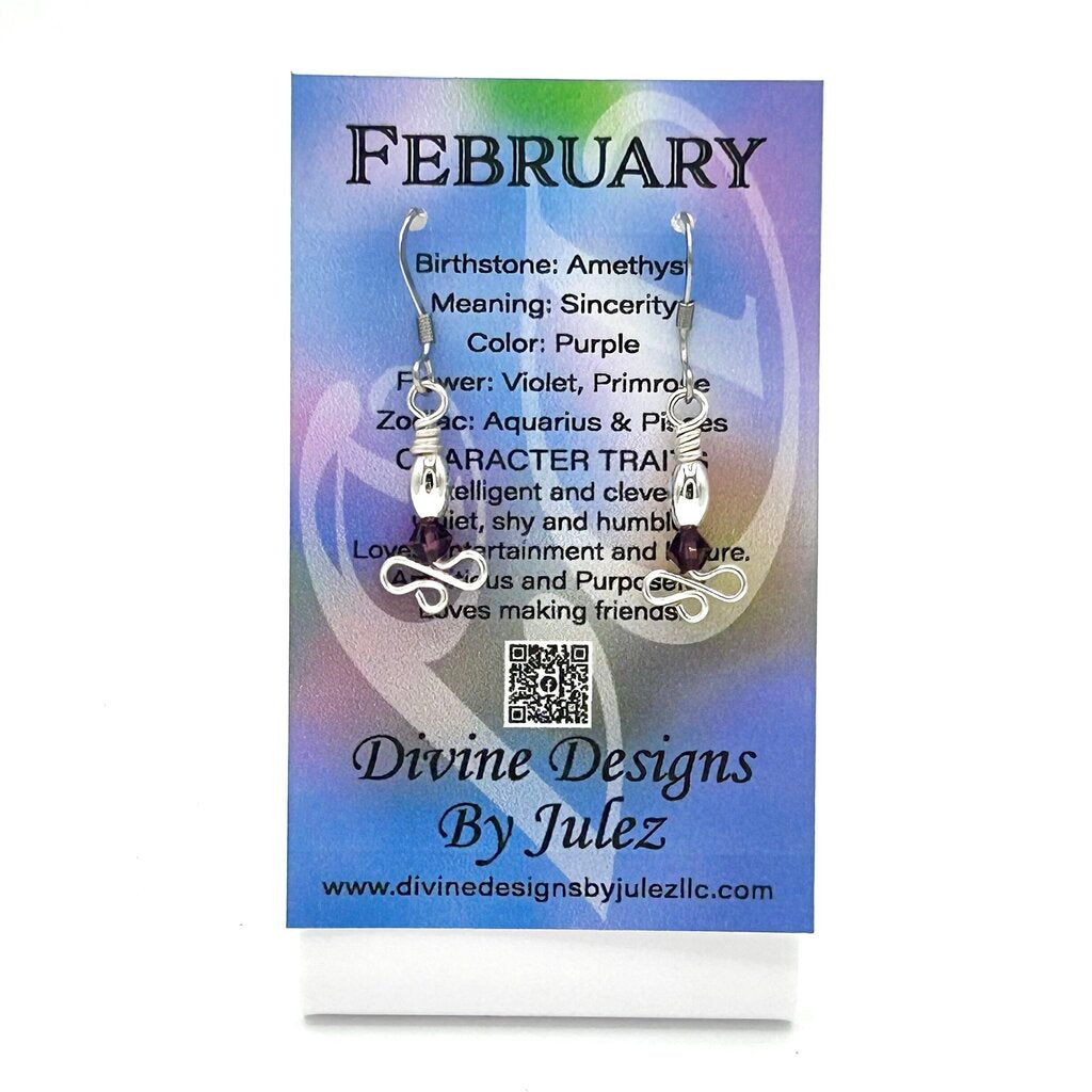 Birthstone Earrings - 02 February