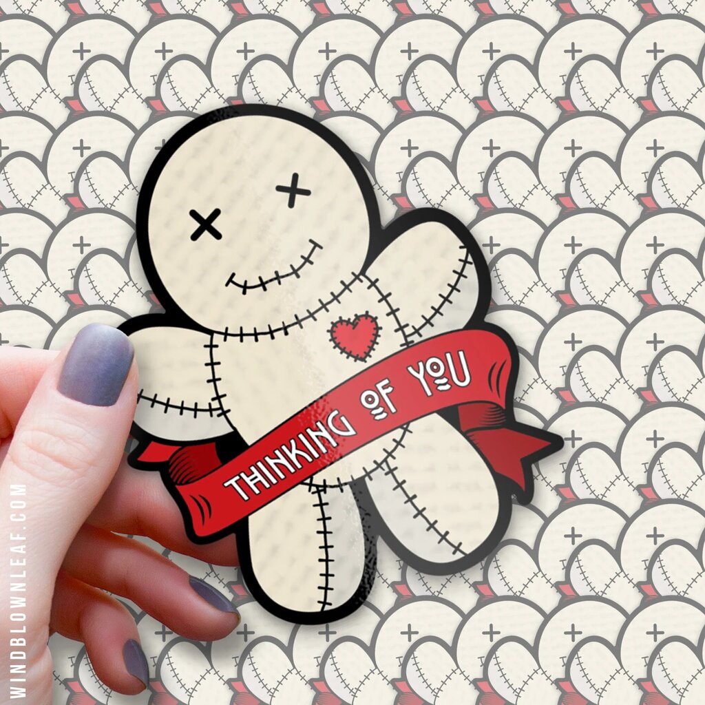 Sticker - Thinking of You Voodoo Doll 3/$10