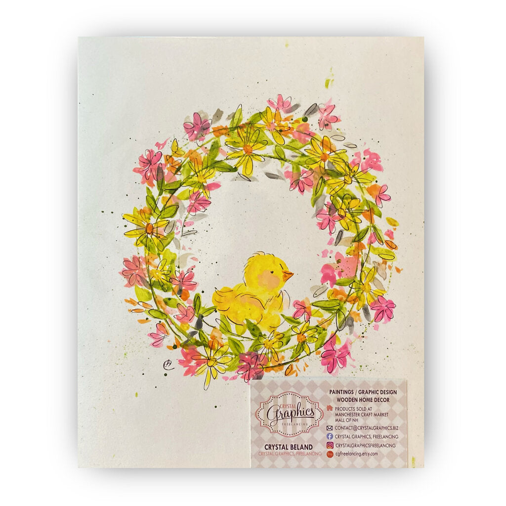 Watercolor duck and wreath