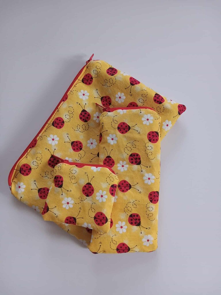 Pencil Pouch Trio Yellow/Ladybug