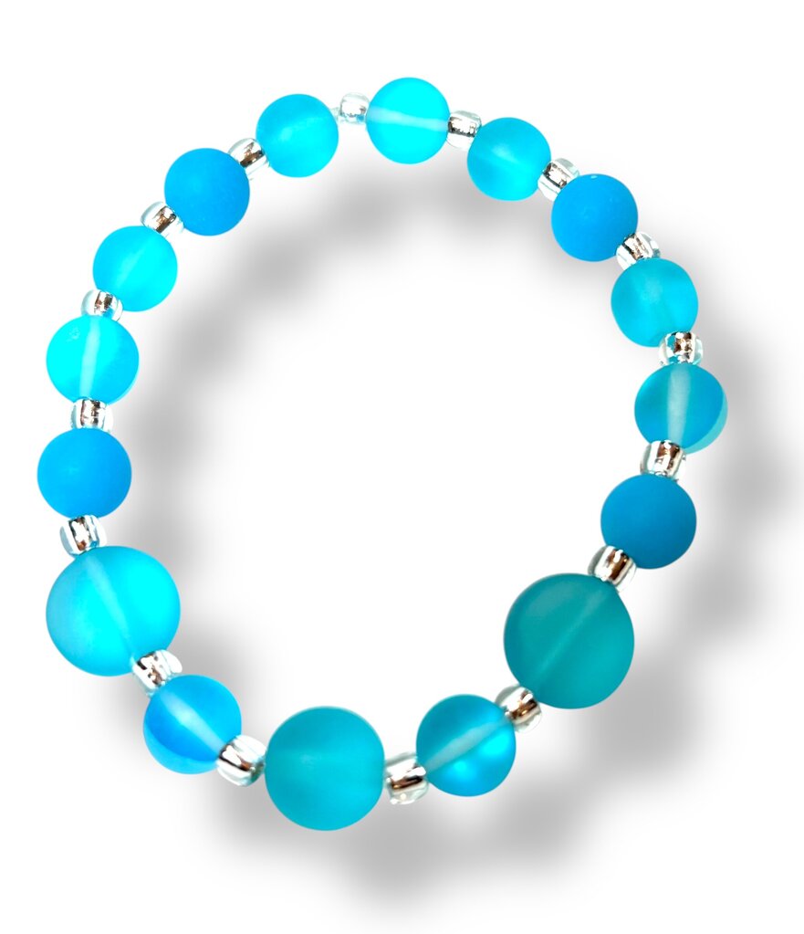 Tumbled Glass Bracelet - Aquas