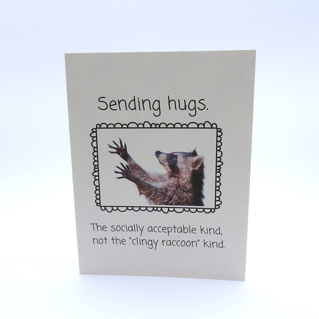 Raccoon Hugs Support Card