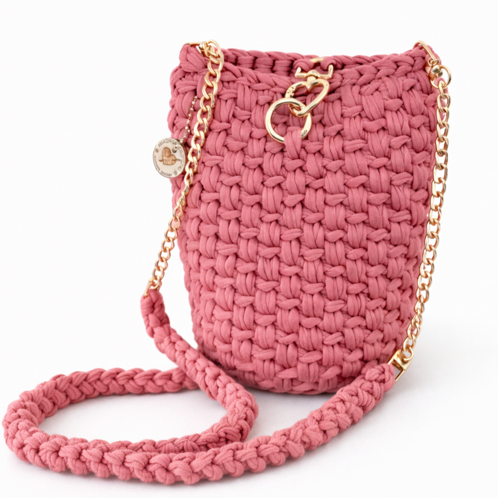 Crochet Bucket Purse - Burgundy