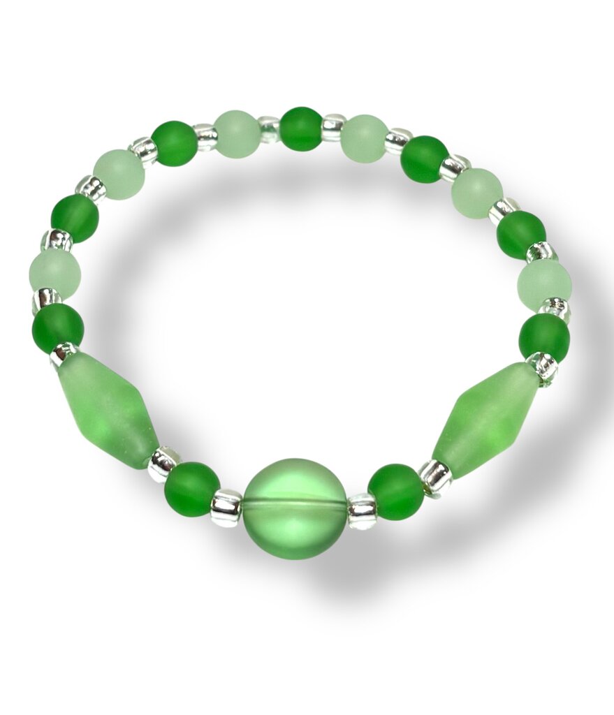 Tumbled Sea Glass Bracelet - peri/green