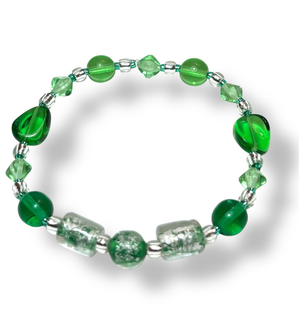 Venetian Glass Bracelet - Em/LtGrn