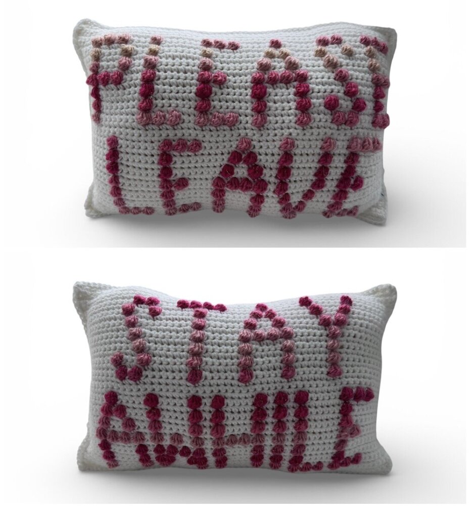 Please Leave - Stay Awhile Throw Pillow
