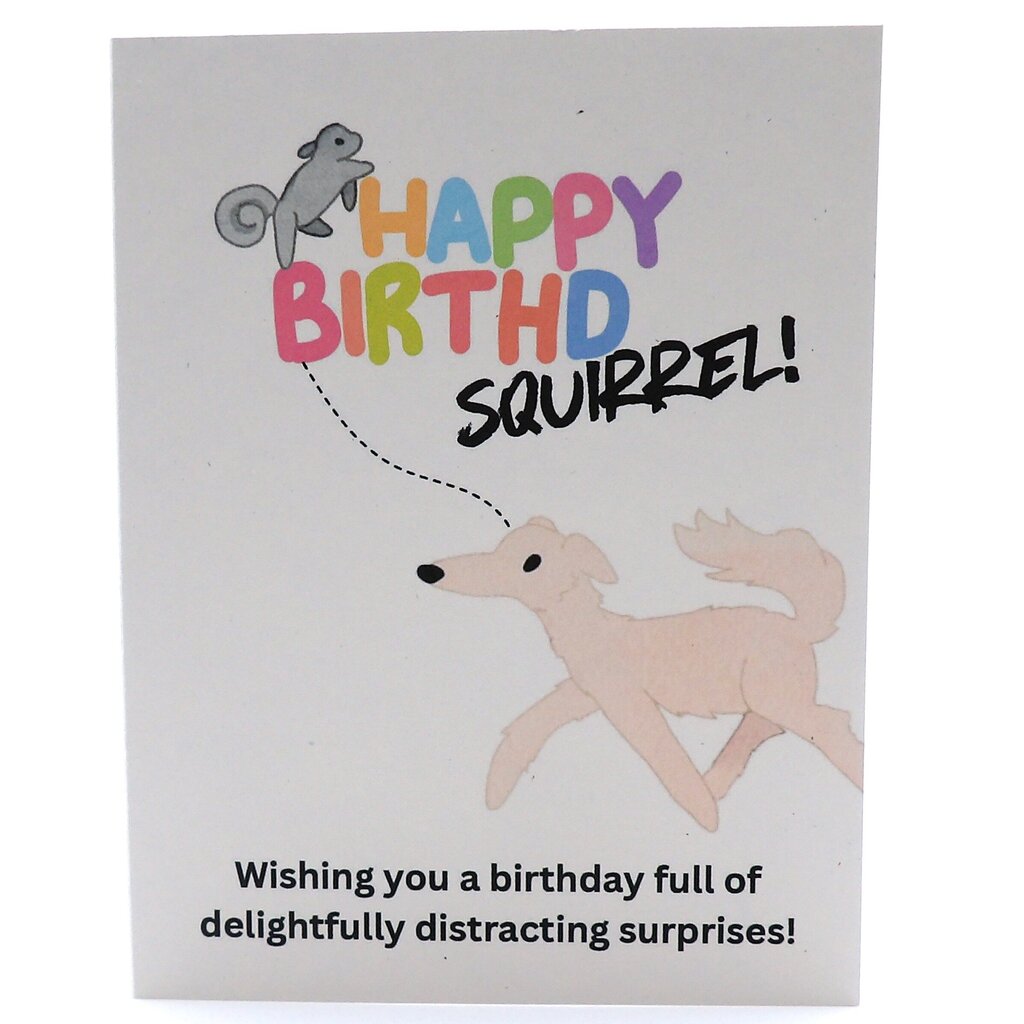 Dog and Squirrel Happy Birthday Card