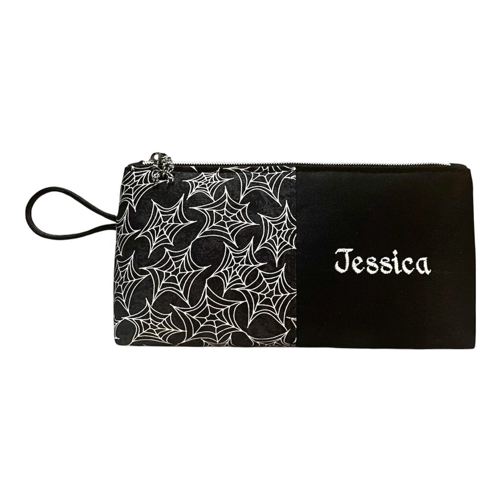 Custom Gothic Zip Pouch - Spiderweb Print