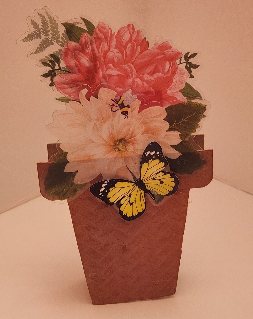 Flowerpot Card/Yellow/Black Butterfly