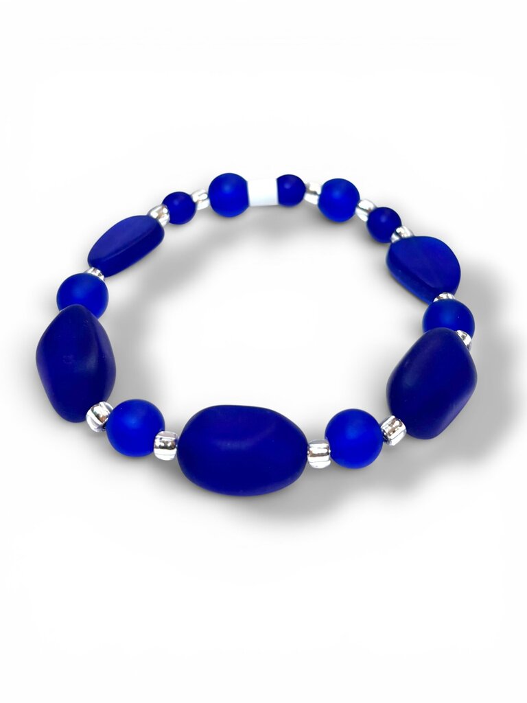 Tumbled Glass Bracelet - Cobalt