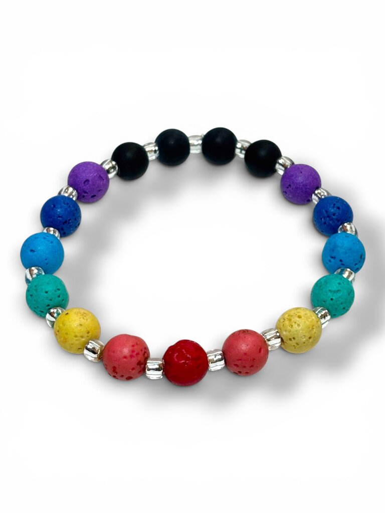 Lava Bead Bracelet - Pride Flag