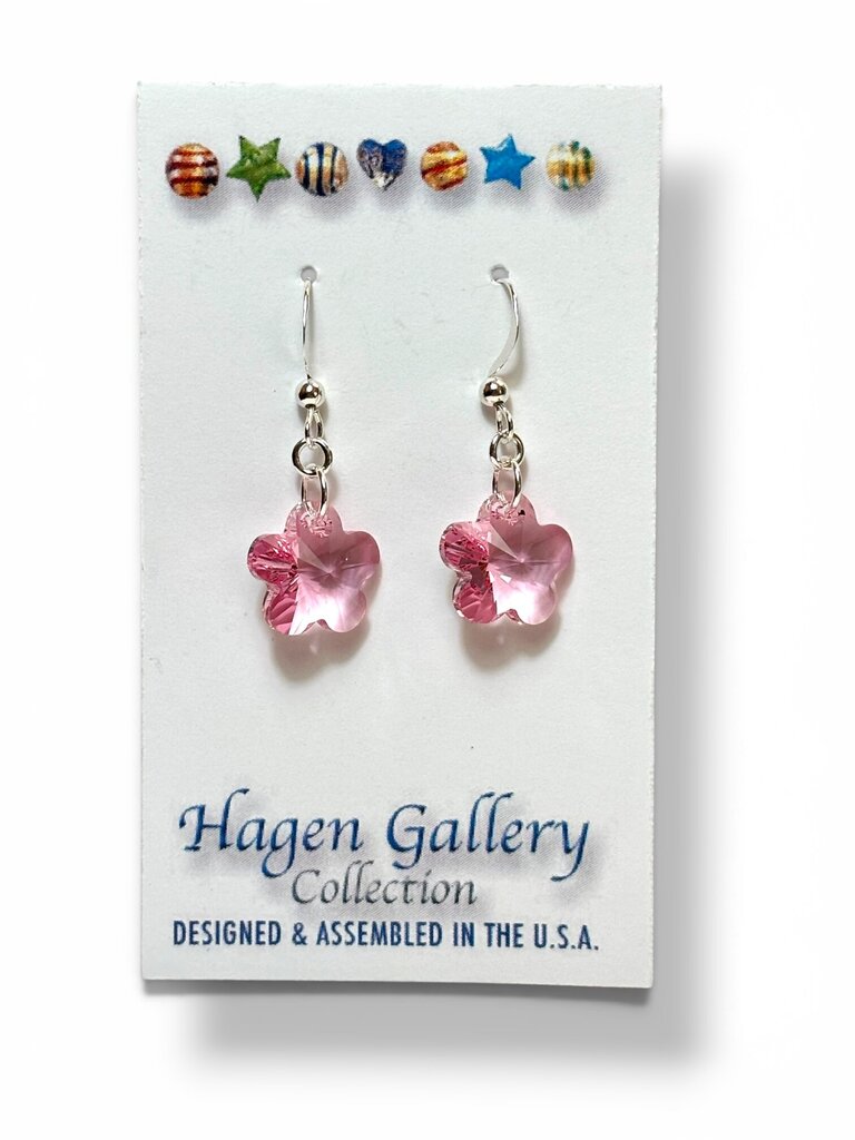 Swarovski Crystal earrings - Pink flower