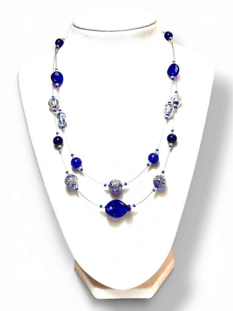 Venetian Glass Necklace - Dbl - Cob.sil