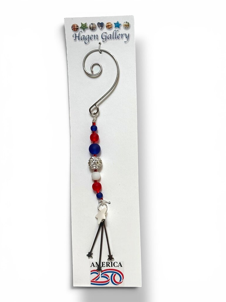 America 250 Ornament - Tumbled Glass shooting star