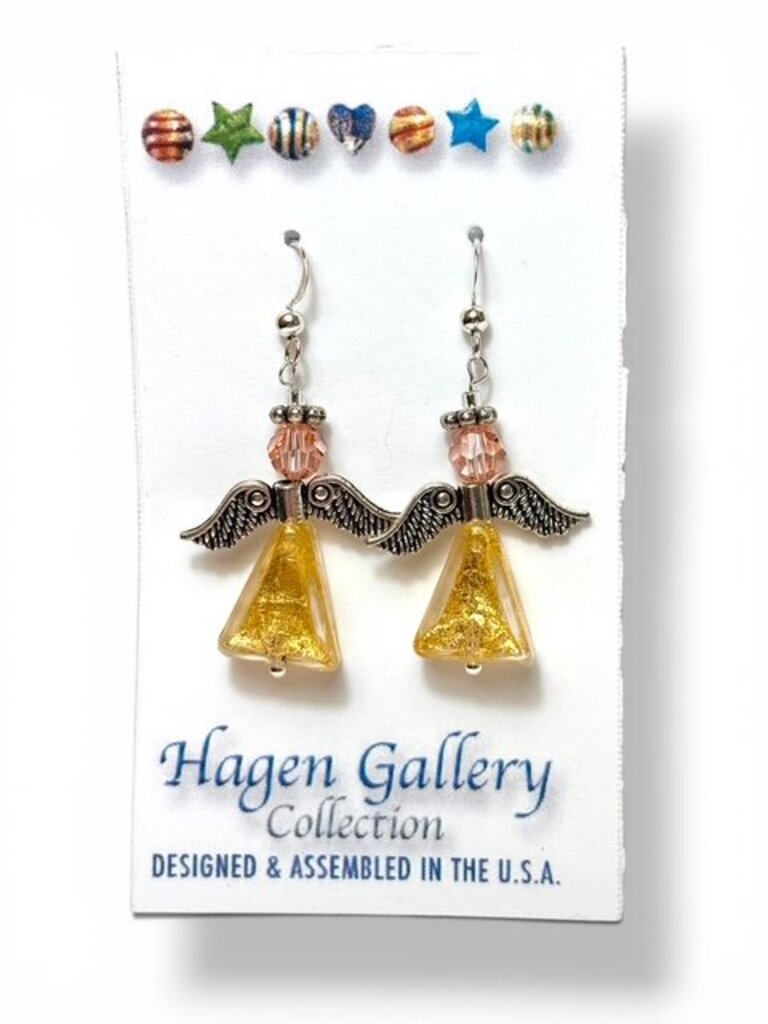 Venetian Glass Earrings - angels - gold