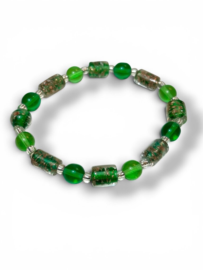 Venetian Glass Bracelet - Green/copper
