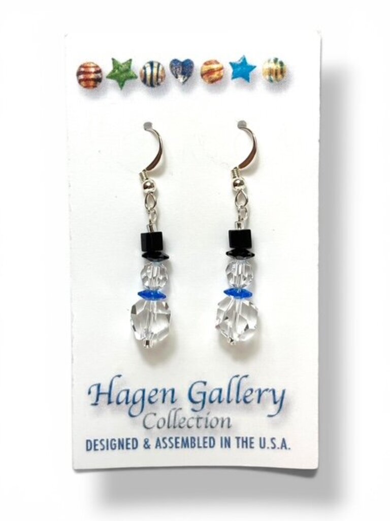Swarovksi Crystal Earrings - Snowmen - clear/Blu