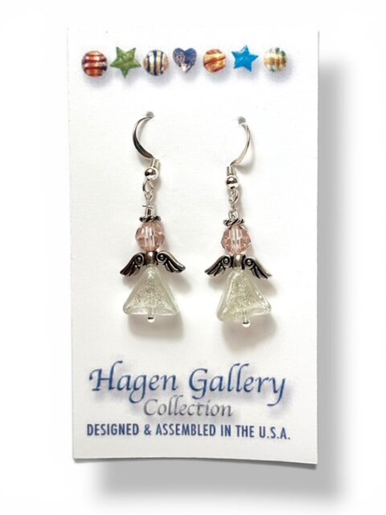 Venetian Glass Earrings - angels - white