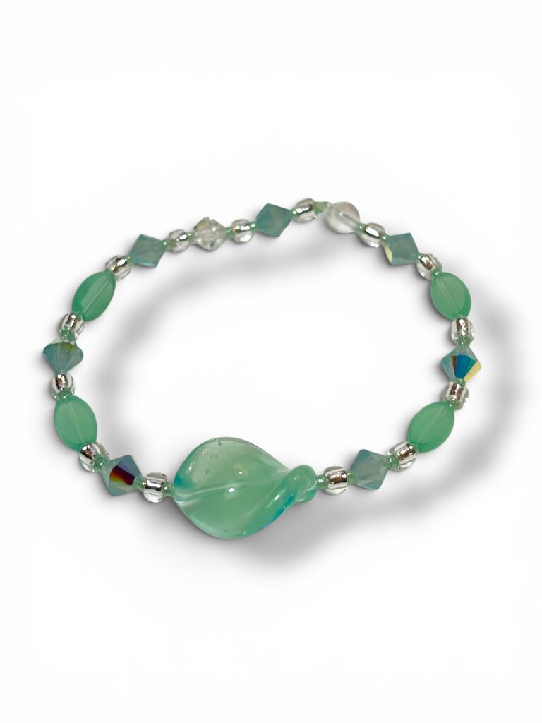 Venetian Glass/Swarovksi Crystal Bracelet - mint greet