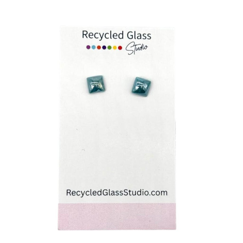 Irridescent Square Tile Post Earring