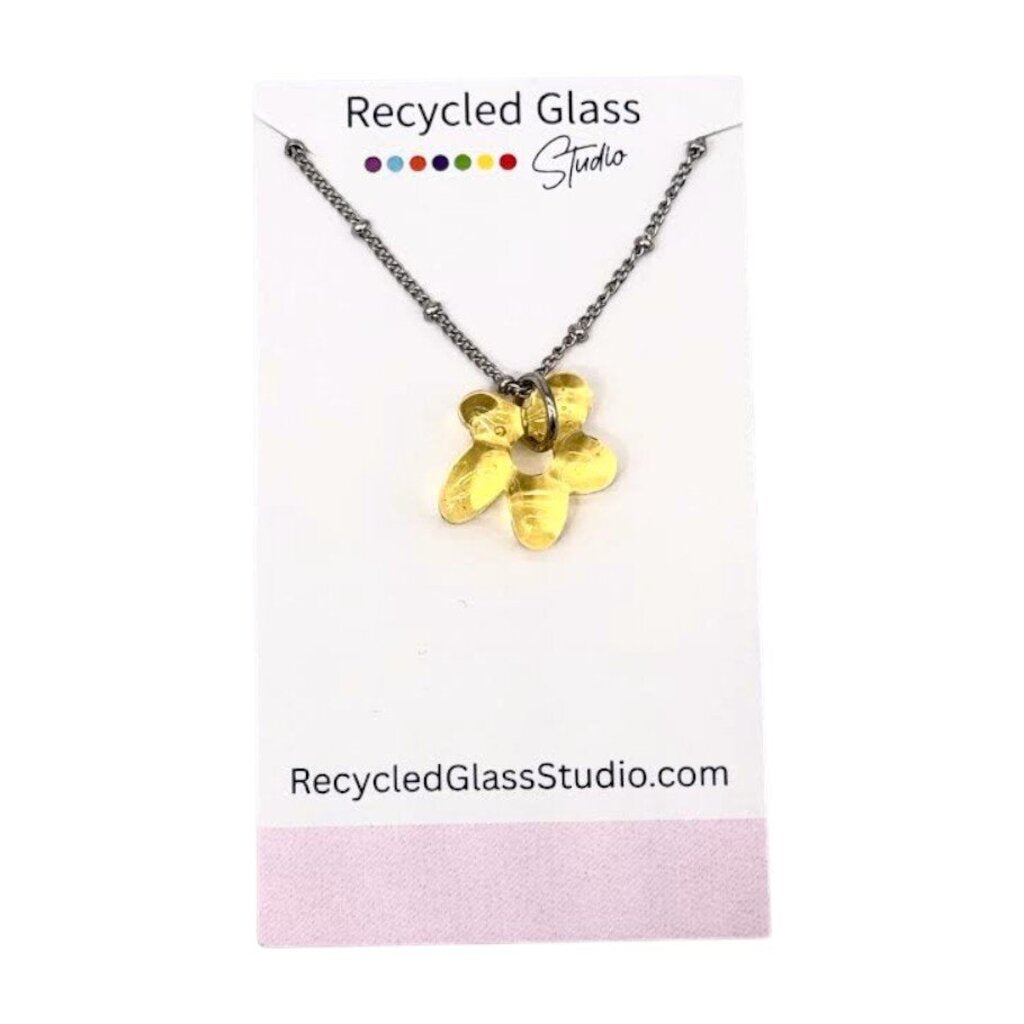 Yellow Flower Fused Glass Necklace