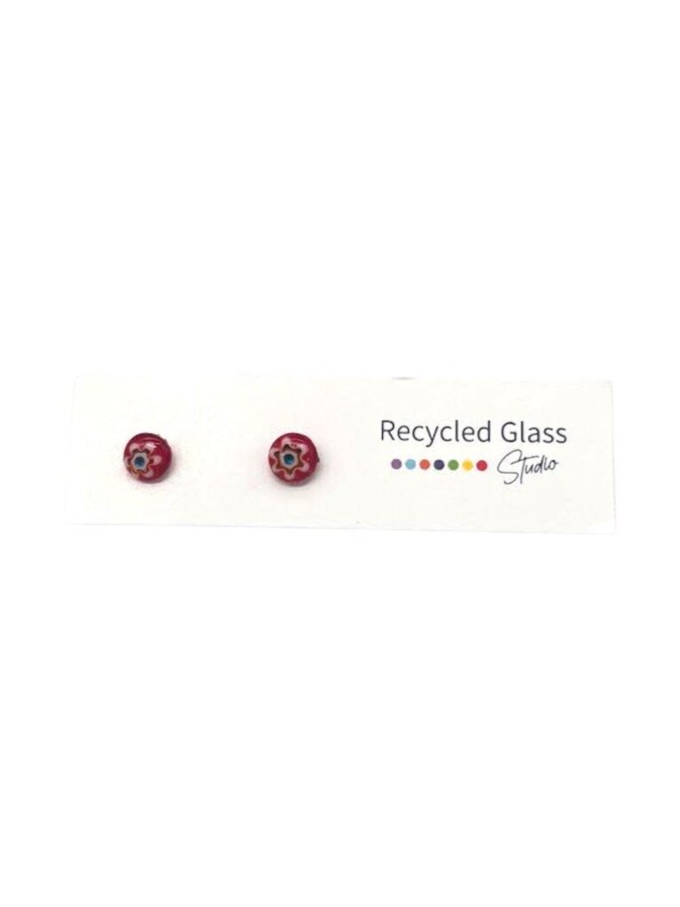 Red Millefiori Tile Post Earring