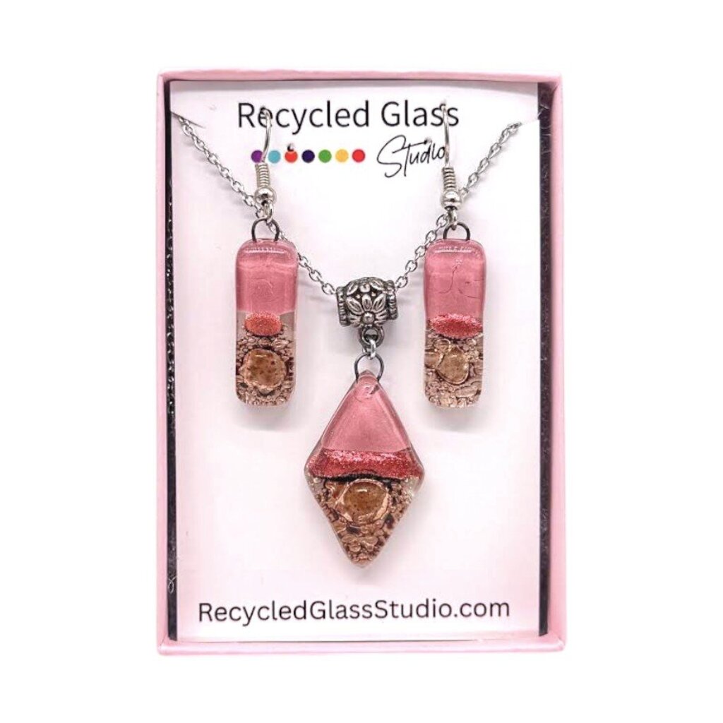 Pink|Gold Earring & Necklace Set