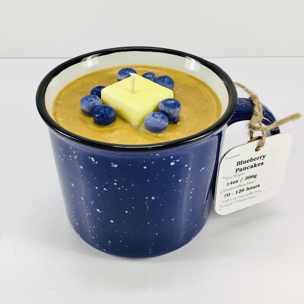 Blueberry Pancakes (Blue Camper Mug) - Mug Candle - 100% Soy Wax