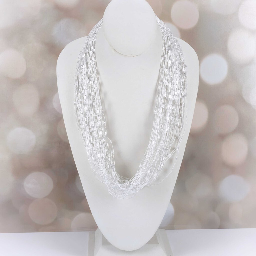CLOSE OUT SALE Ribbon Necklace - White