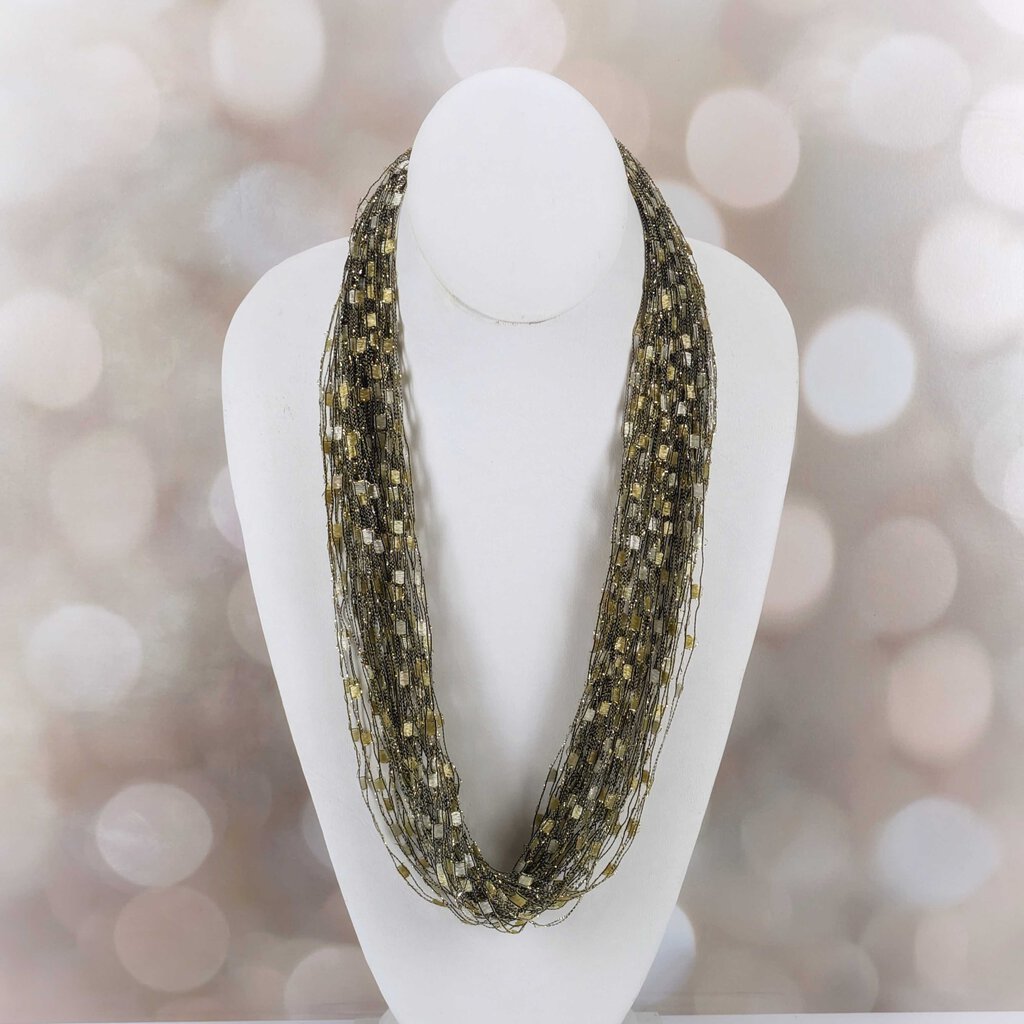 CLOSE OUT SALE Ribbon Necklace - Golden