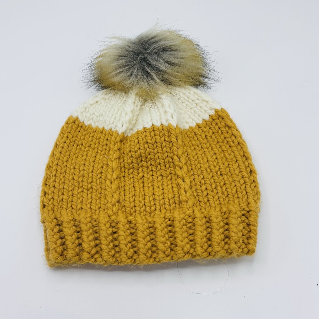 Hat Mustard & White Color Block