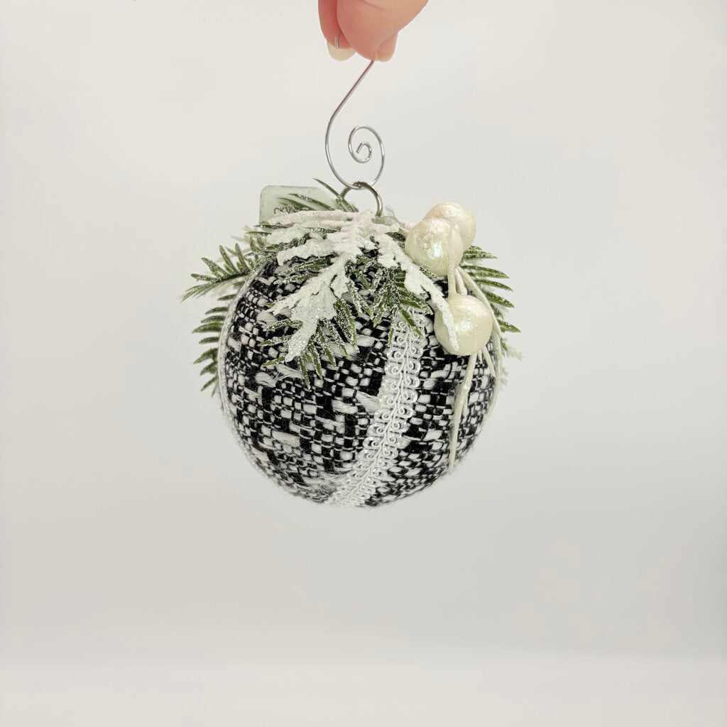 Tweed Black and white Christmas Ornament