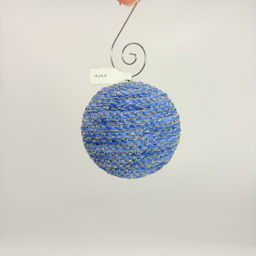 Shatterproof Christmas ornament Crocheted blue sparkle