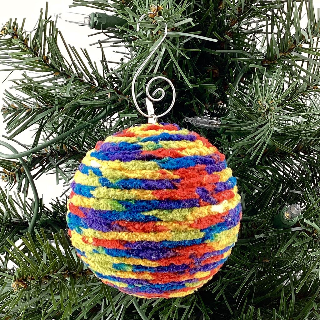 Shatterproof Christmas ornament crochet velvet rainbow