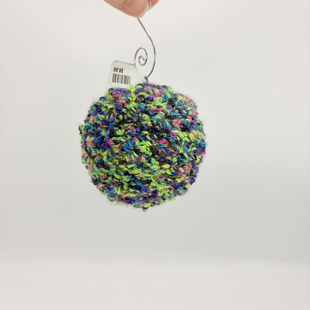 Shatterproof Christmas ornament crochet neon fuzzy