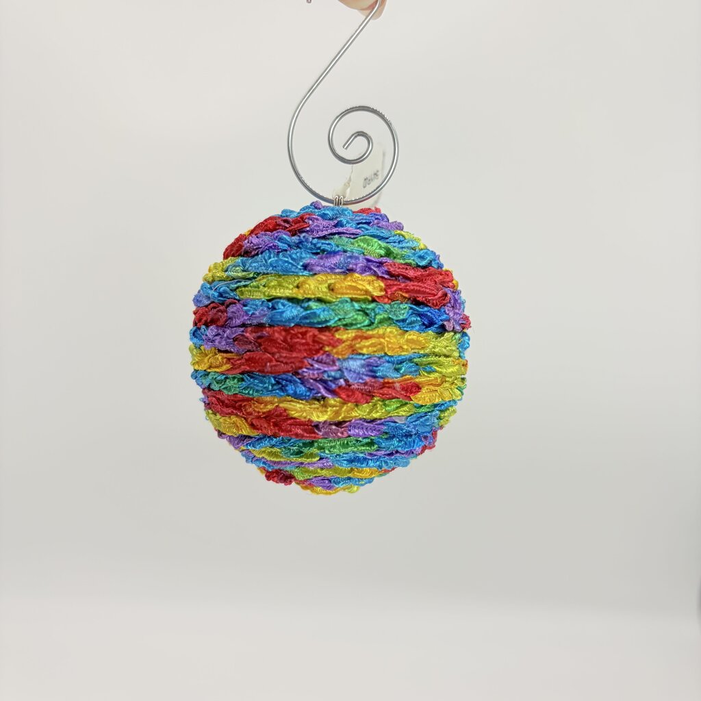 Mini Shatterproof Christmas ornament rainbow crochet