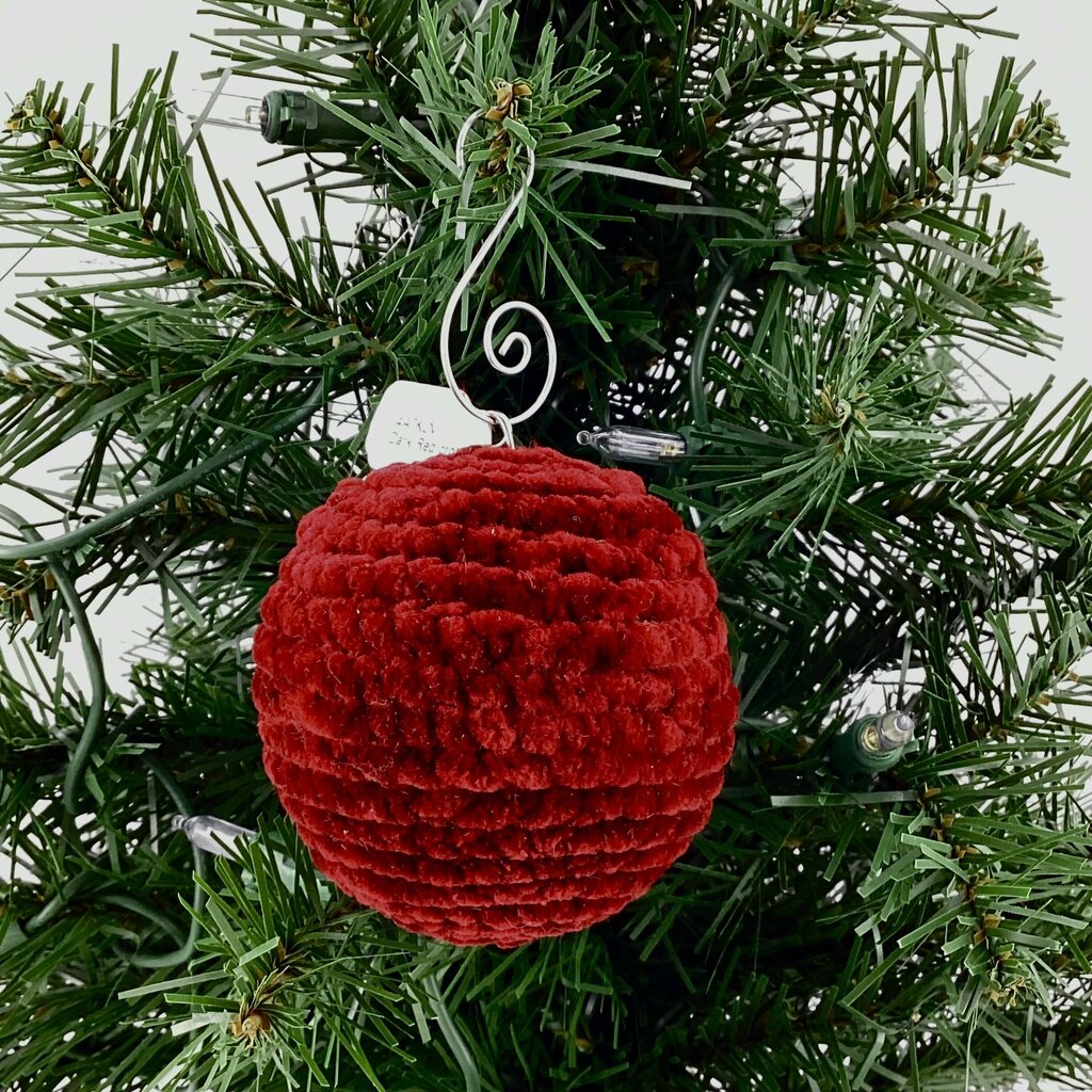 Dark Red crochet shatterproof ornament