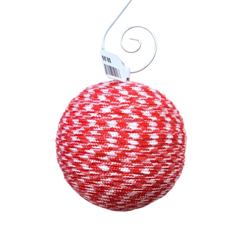 Red and white paracord shatterproof ornament