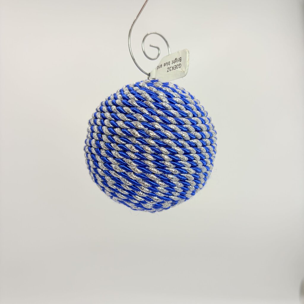 Bright blue and silver sparkle shatterproof ornament