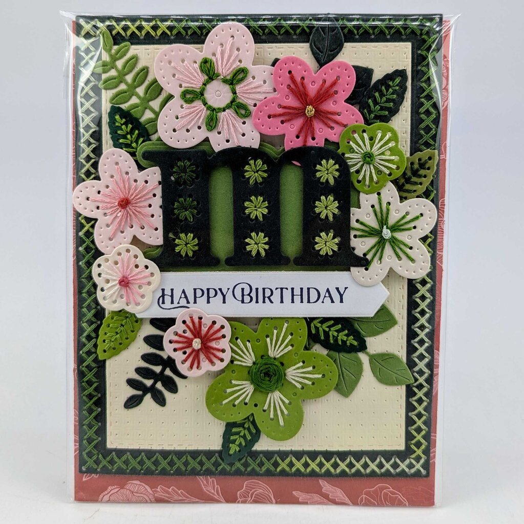 Stitched m Birthday Greeting Card