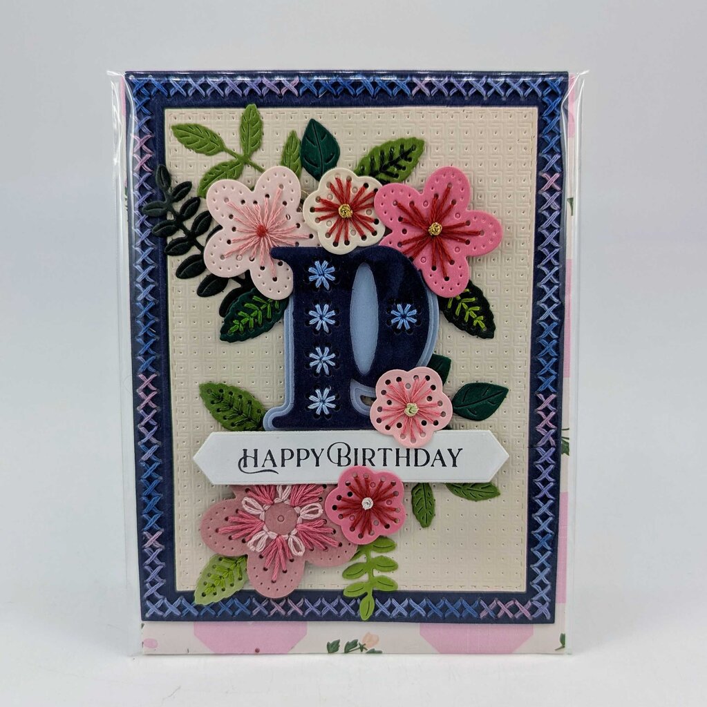 Stitched p Birthday Greeting Card